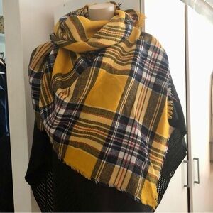 Mustard Plaid Blanket Scarf